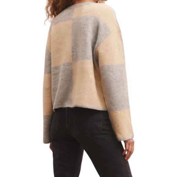 NEW Z SUPPLY rosi blocked sweater in grey - Picture 2 of 4